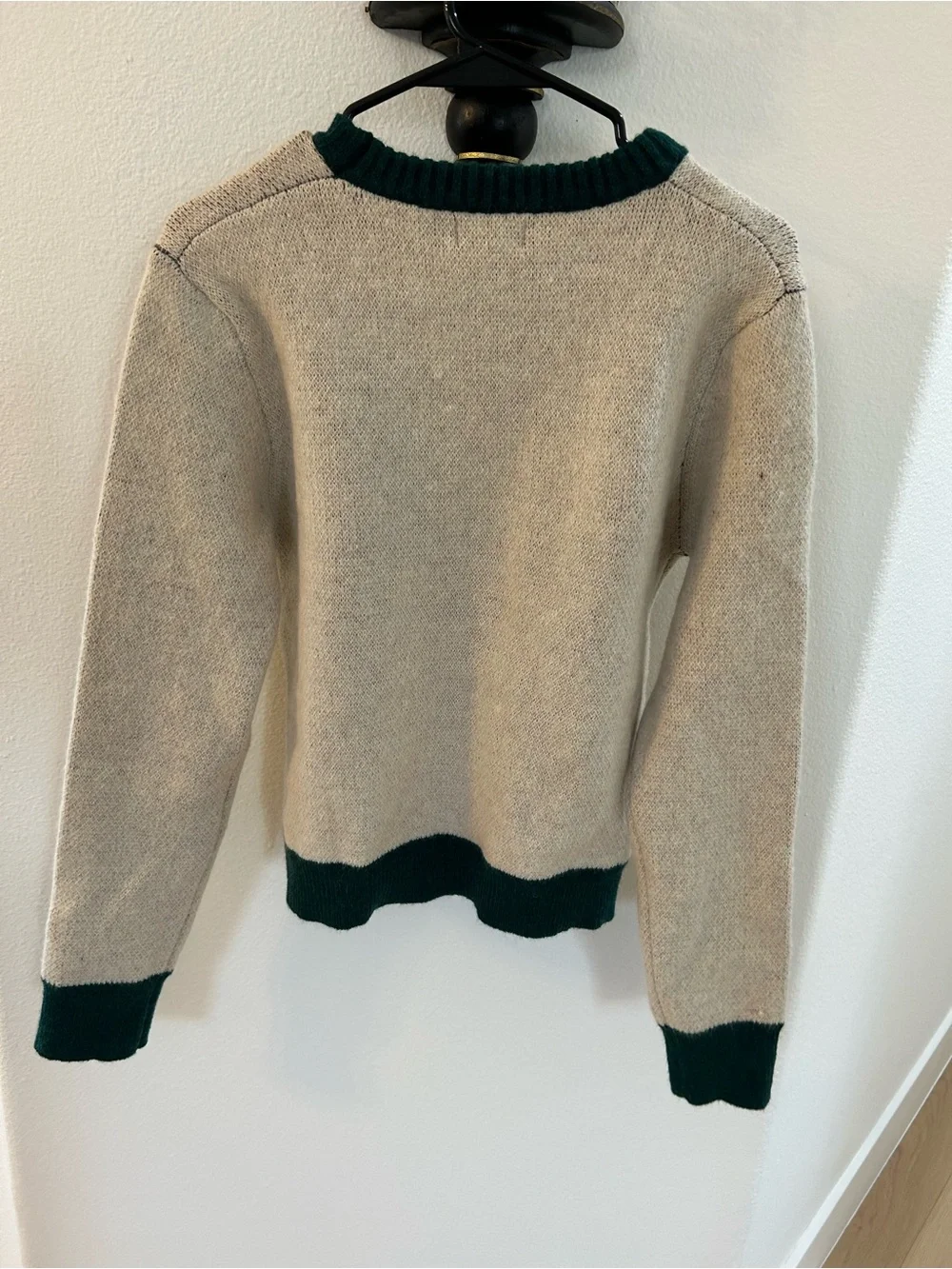 & Merci Floral Crewneck Sweater with Green Trim. Sz Small